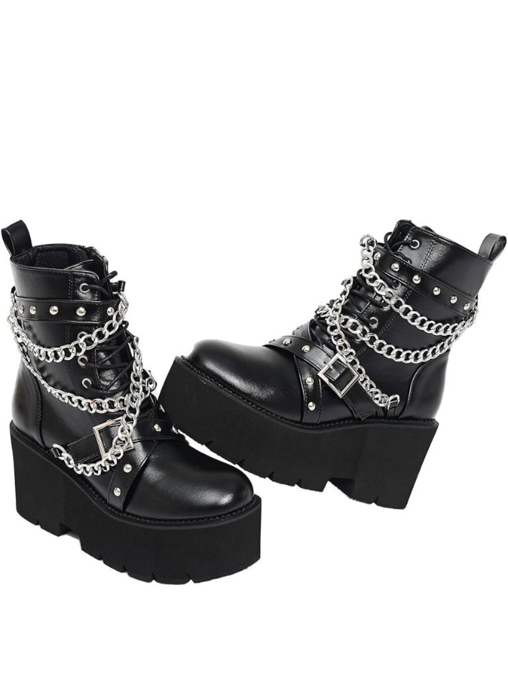 Chunky Platform Combat Zipper Punk Boots